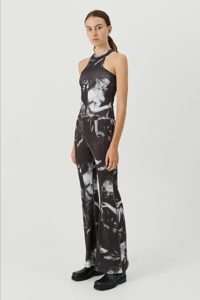 Soulland Haven Pants Black Aop Maat: XS/S | Wijde Broeken Outlet | Unisex | Zwart