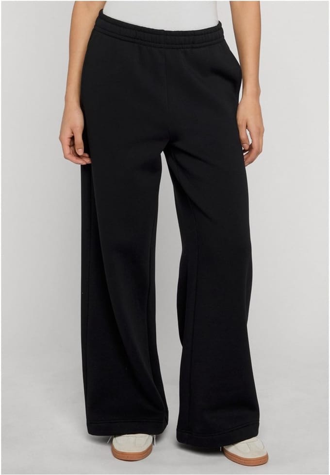 Urban Classics - Fluffy wideleg Dames joggingbroek - XXL - Zwart