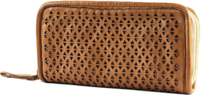CAMPOMAGGI Leren Portemonnee Wallet Cammello Mosterdgeel