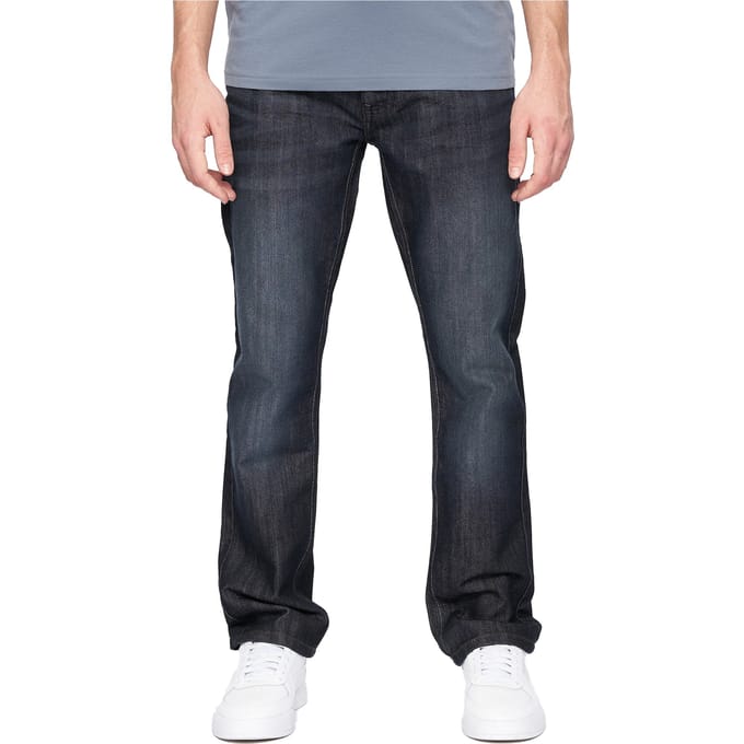 Crosshatch Heren New Techno Denim Jeans met reliëf (Donkere wasbeurt)