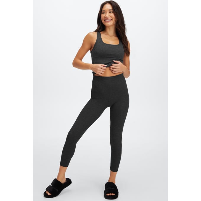 Fabletics Restoreknit High-waisted 7/8 Legging Black Heather Größe: L Short | Sport-Leggings Outlet | Damen | Schwarz