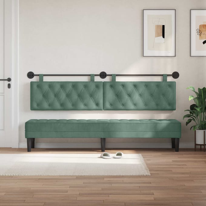 vidaXL - Hangend - hoofdbord - Zeegroen - Fluweel