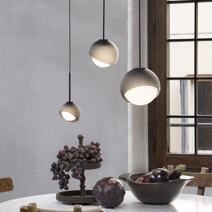 IDEAL LUX hanglamp Bloom, Ø 12 cm, zwart, metaal/glas