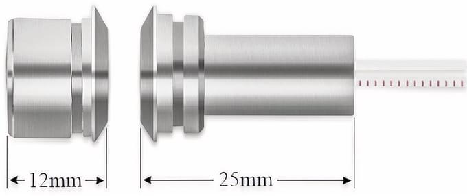 Deur-venster-inlaatcontact, 36 V/0,5 A, Ø12x25mm, aluminium