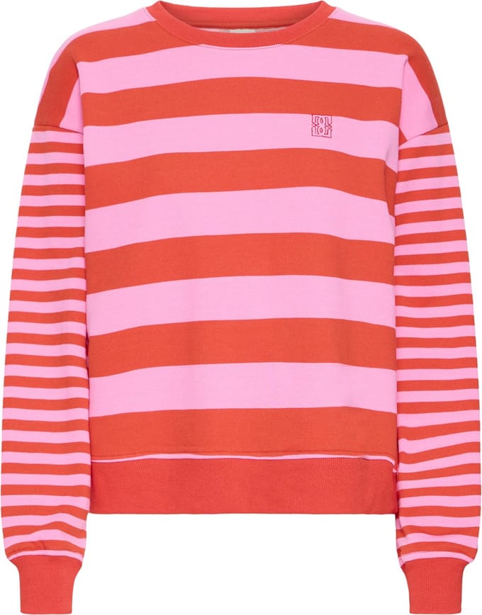 Ichi IHLULANI SW Dames Trui - FIERY RED/WILD ORCHID STRIPE