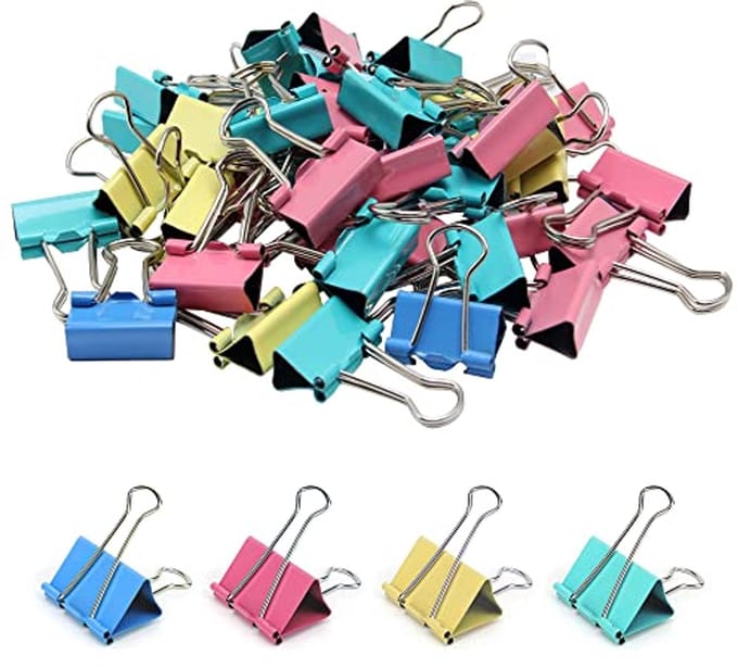 Foldback Klemmen - Multifunctionele Binderclips - 80 Stuks, 19 mm, Gekleurde Metalen Klemmen