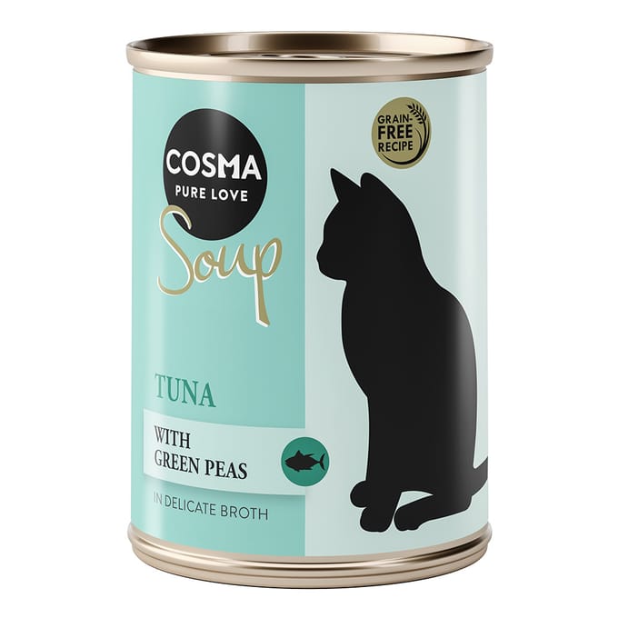 12x100g Soup Tonijn met Groene Erwten Cosma Kattenvoer