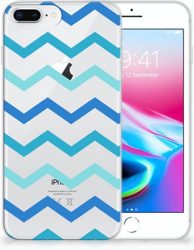 Apple iPhone 7 Plus | 8 Plus TPU bumper Zigzag Blauw