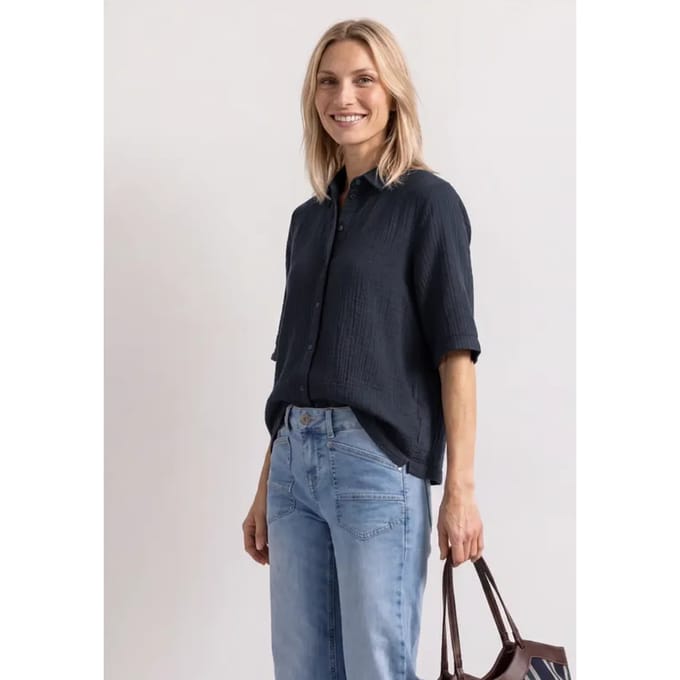 Mousselineblouse met bowlingkraag