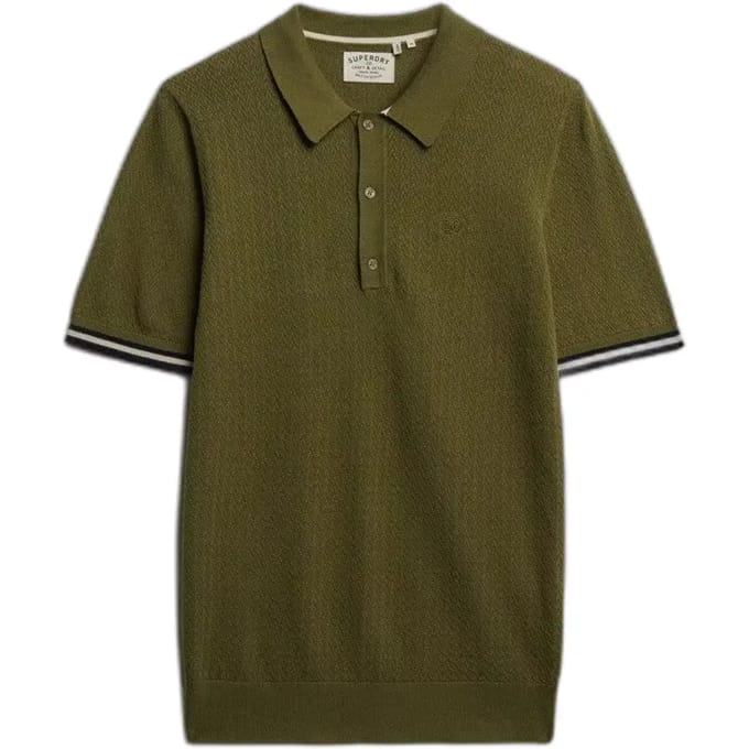 Superdry Knitted Texture Korte Mouw Poloshirt Groen M Man