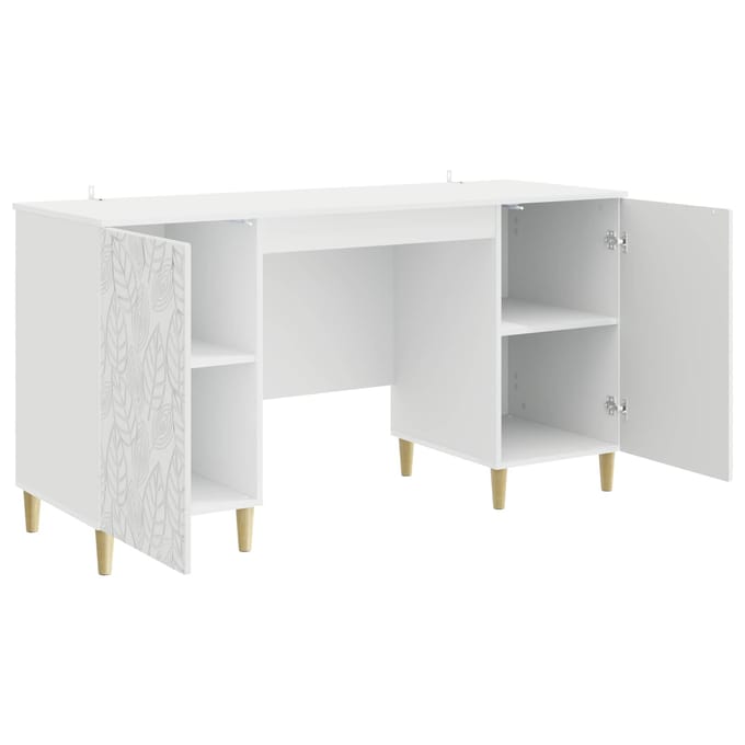 vidaXL - Bureau - Hoogglans - Wit - 142,5 - x - 50 - x - 75 - cm - Bewerkt - hout