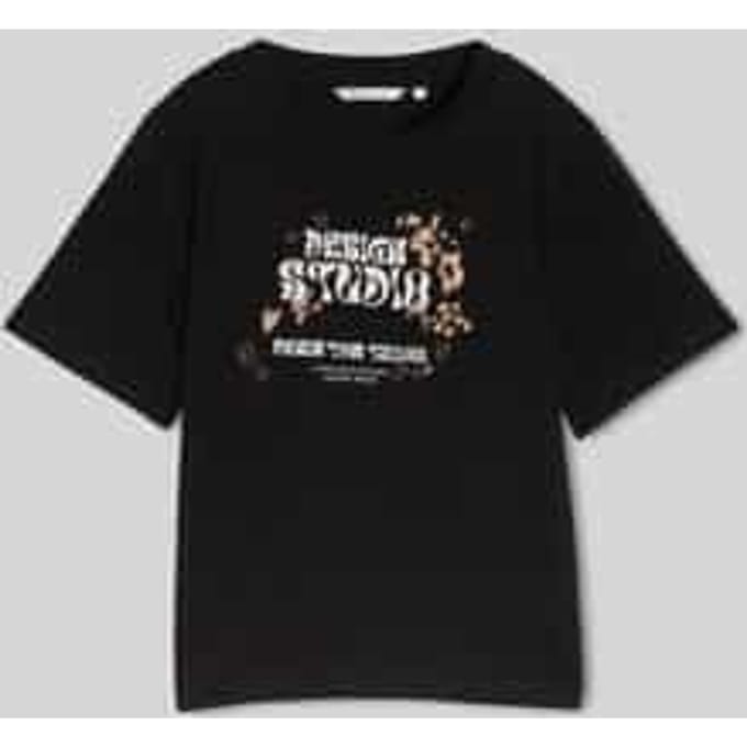 Tom Tailor Denim - Loose fit T-shirt met borduursel - Maat M - deep black