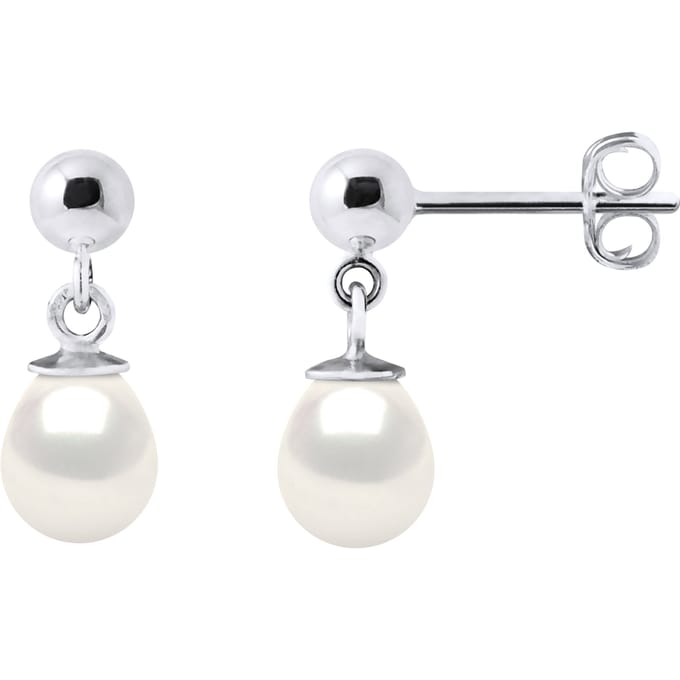 Bengelen oorbellen Gekweekte parels Zoetwater 6-7mm White White Gold