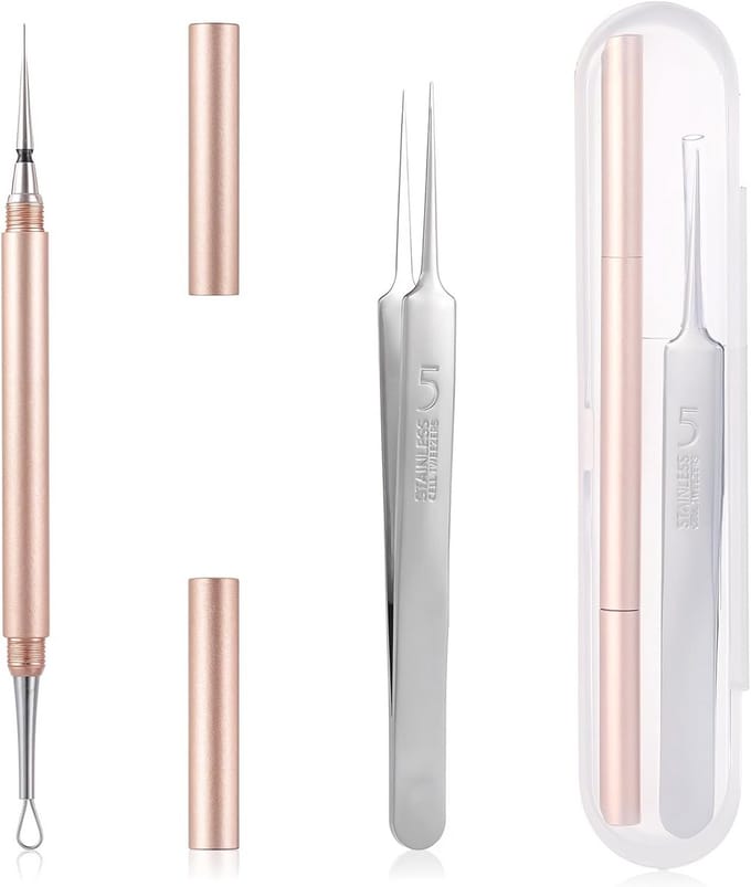 2-delige RVS Pincet Set voor Mee-eters Verwijderen en Blackhead Extractie
