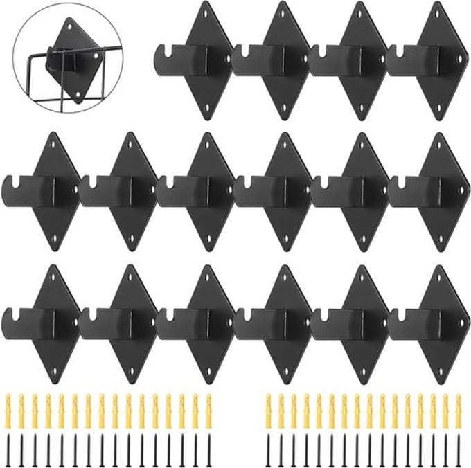 Gridwall-mount beugel voor commerciële display - Set van 16 stuks - Grid-panel ondersteuning beugel - Ideale houder voor winkel, garages en werkplaatsen.
