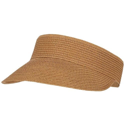 Zonneklep dames - Strandhoed - Met elastiek - Gevlochten papierstro - Roze