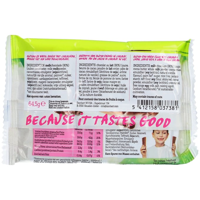 Damhert Gluten Free Taste-it! Krokante Chocoladereep 30 Reep