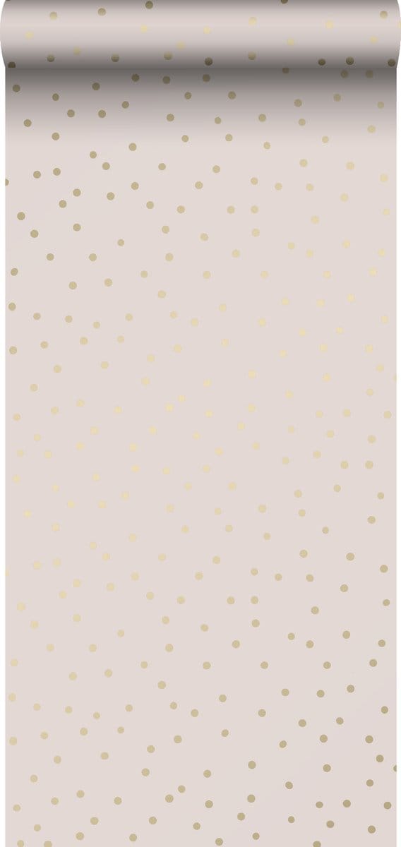 ESTAhome behang stippen oudroze en goud - 53 cm x 10.05 m - 139274