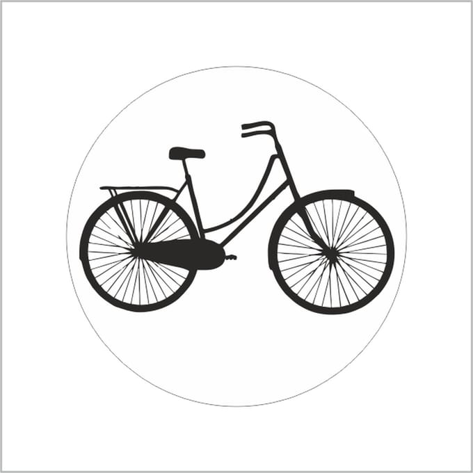 Sticker - "Fiets" - Etiketten - 39mm Rond - Wit/Zwart - 500 Stuks