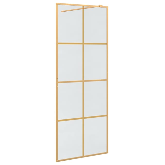 vidaXL - Inloopdouchewand - Goud - 80 - x - 195 - cm - gehard - glas