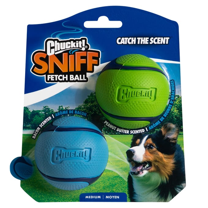 Chuckit! Sniff Fetch Ball M - 2-Pack - Bacon & Peanut Butter - Geurende Apporteerballen - Bal Hond