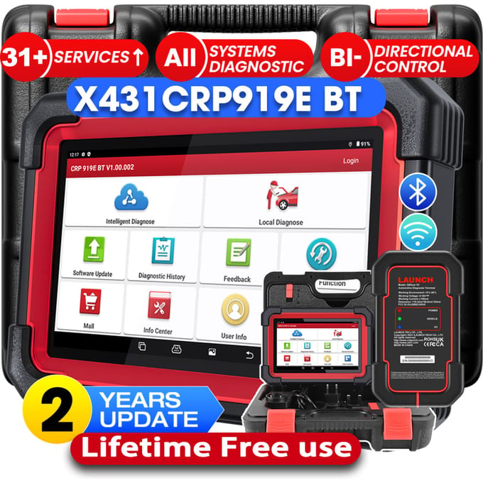 LAUNCH X431 CRP919E BT OBD2 Scanner, 2026 Draadloze Bidirectionele Scantool met ECU Codering, 35+ Services, Diagnose van alle systemen, FCA AutoAuth, 2 jaar gratis update, V.A.G Guide, CAN FD,
