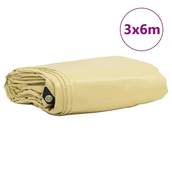 vidaXL - Zeil - 650g - / - m² - Beige - 3 - x - 6 - m - Canvas - met - PVC-coating