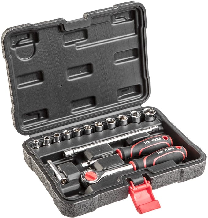 Grupa Topex - Dopsleutelset - 15 Stuks - 1/4 inch - Met Ratelsleutel