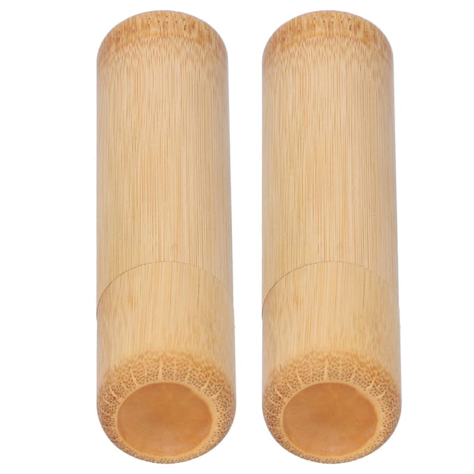 2 stuks Eco-vriendelijke Bamboe Buis Draagbare Thee Bewaarcilinder Mini Ronde Kruiden Bewaarpot beige