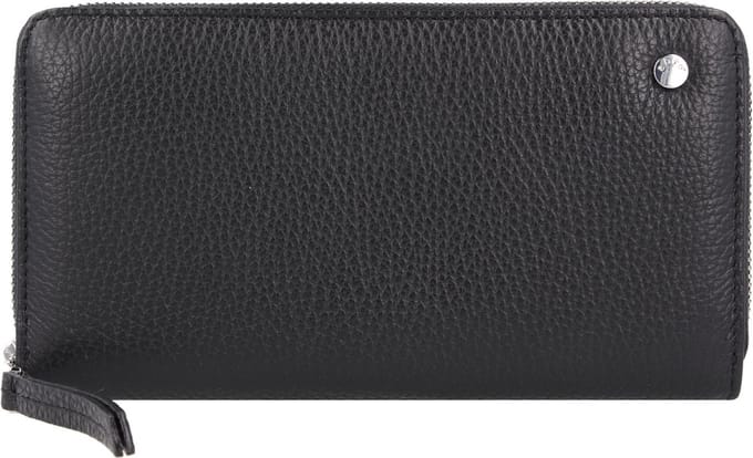 abro Leren Portemonnee Leather Adria Zip Wallet Black / Nickel Zwart
