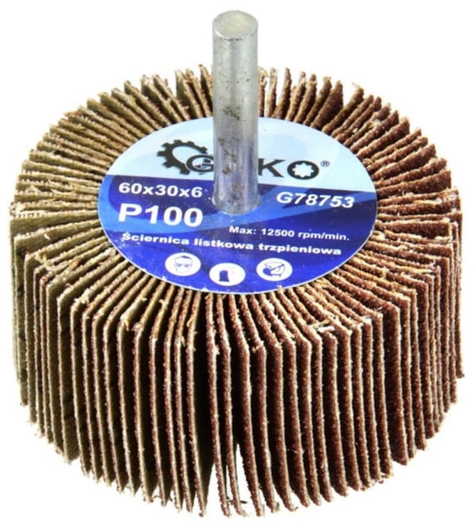 GEKO Abrasieve lamellenschijf - P100 korrel - 60x30 mm - 6 mm as - Aluminiumoxide