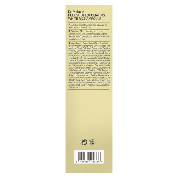 Dr. Melaxin Peel Shot Gommage Witte Rijst Ampul Gladmakend en Hydraterend Gezichtsserum 80ml
