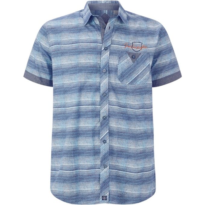 Jan Vanderstorm herren Overhemd Met Korte Mouwen - 51/52 - blauw - Plus Size