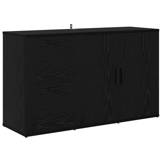 vidaXL - Dressoir - Zwart - Eiken - 100 - x - 33 - x - 59.5 - cm - Bewerkt - hout