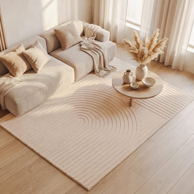 FRAAI Scandinavisch vloerkleed - Charm Curves Beige - 80x150cm