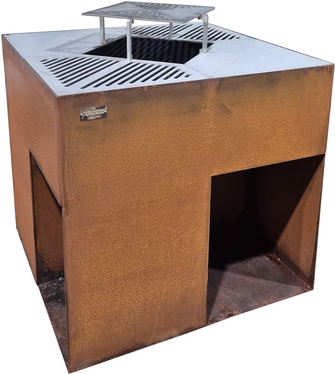 LaFerrotecnica Barbecue Plancha model GIGLIO 75x75cm Cortenstaal - RVS bakplaat!
