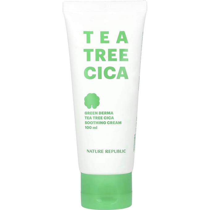 Nature Republic, Green Derma Tea Tree Cica, Crème apaisante, 100 ml (100 ml) white