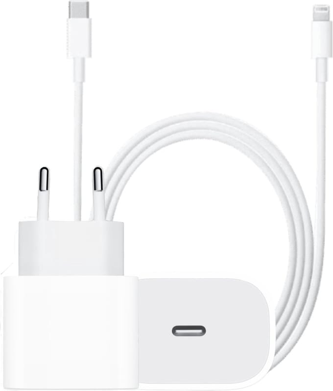 Snellader geschikt voor iPhone 14 & iPad Pro - Snellader - 20W Snellader - USB-C Snellader met 2 Meter lightning Kabel - Oplaadkabel