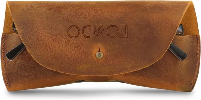 Genuine Leather Case voor Zonnebrillen - Beschermende Brillenkoker (Camel)