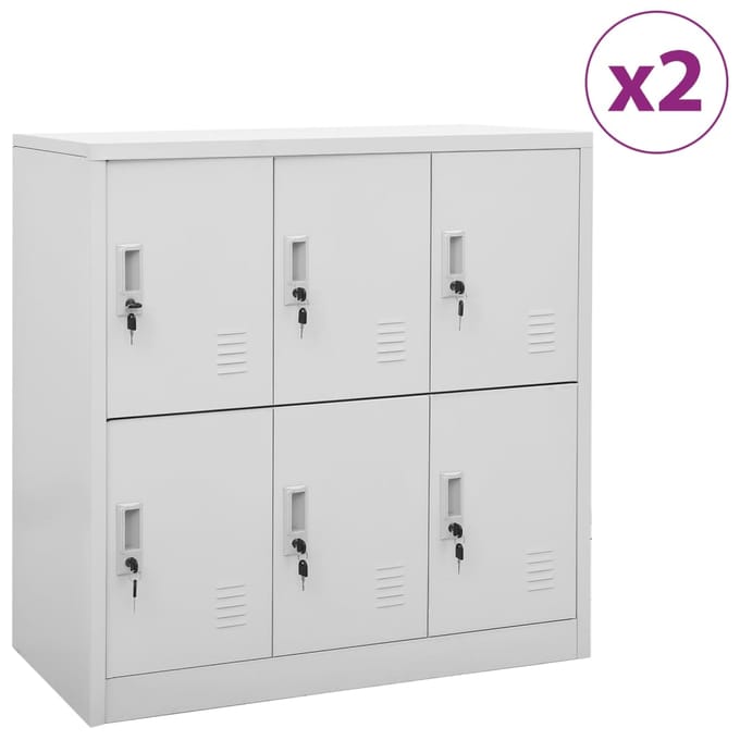 vidaXL - Lockerkasten - 2 - st - 90x45x92,5 - cm - staal - lichtgrijs