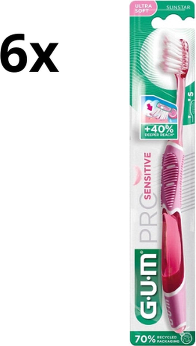 6x GUM Tandenborstel Pro Sensitive Ultra Soft - Voordeelverpakking