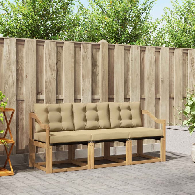 vidaXL - Buiten - bank - set - 3 - st - Wit - en - Beige