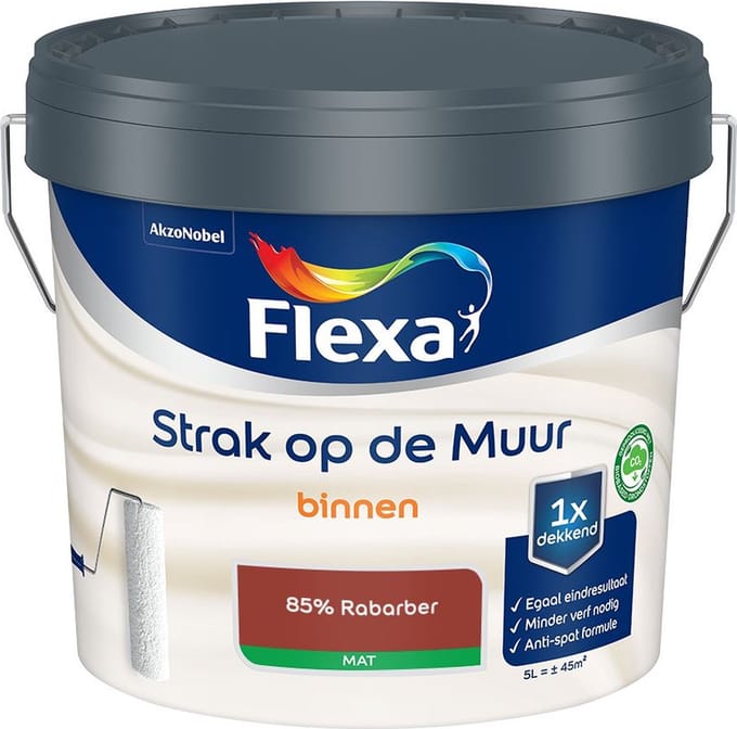 Flexa - Strak Op De Muur Binnen Mat - 85% Rabarber - Mengverf - 5 L