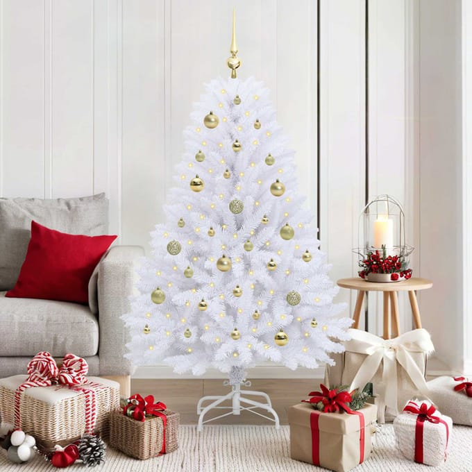 vidaXL Kunstmatige Inklapbare Kerstboom Wit 150 cm PVC en staal