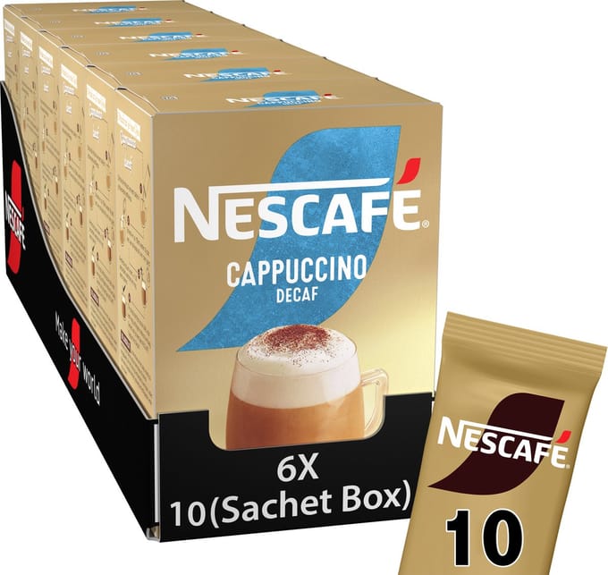 Nescafé Cappuccino Decafé oploskoffie - 6 doosjes x 10 zakjes