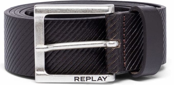 REPLAY Leren Riem Leather Belt W90 Black Brown Donkerbruin