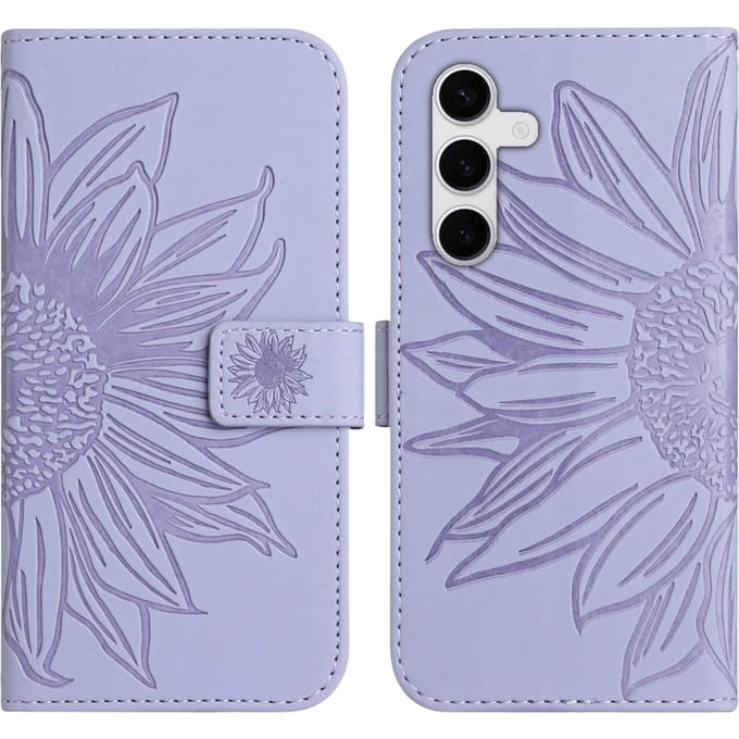 Mocaa Samsung Galaxy S25 FE Sunflower Bookcase met Koord Paars