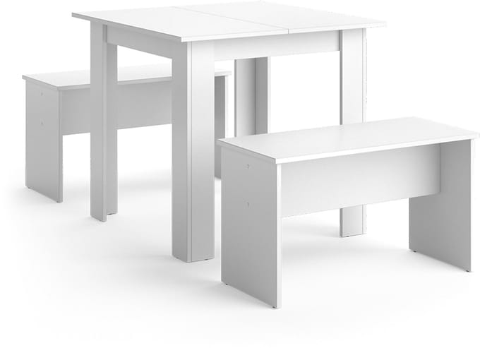 Vicco Sentio Eettafel set – 80 x 80 cm met 2 banken Wit
