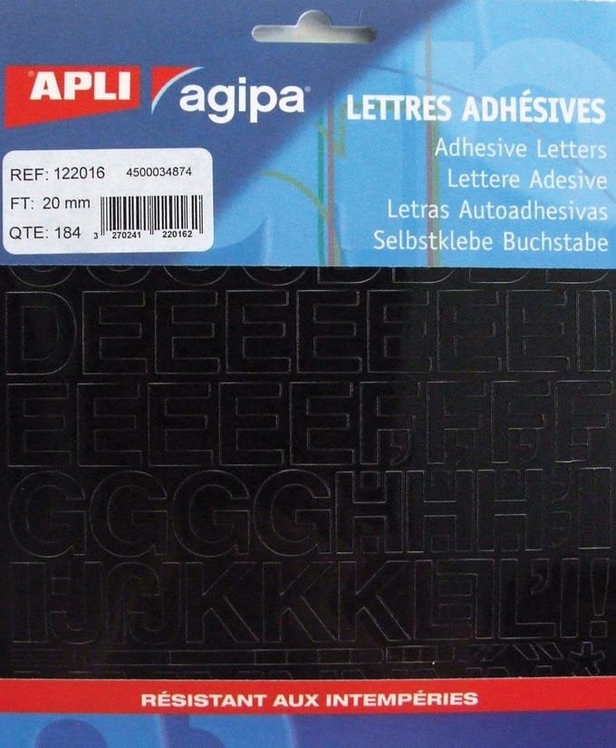 Agipa etiketten cijfers en letters letterhoogte 20 mm, 184 letters