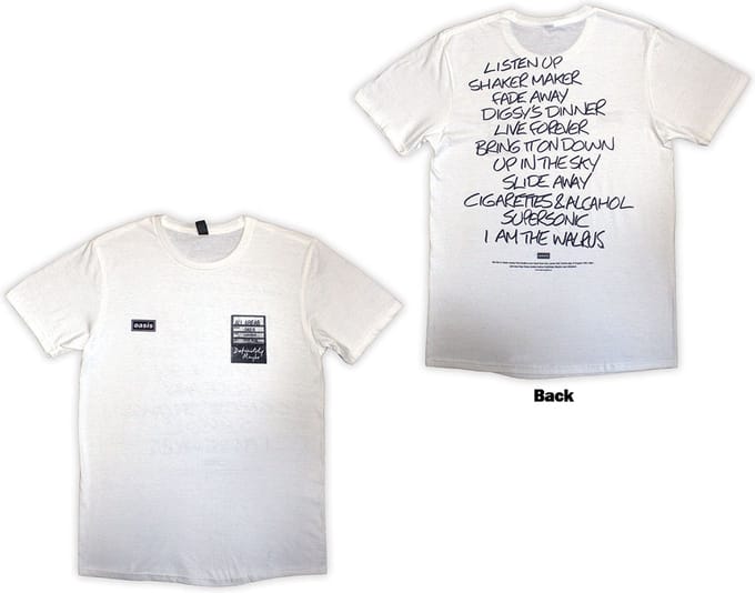 Oasis - Definitely Maybe AAA Setlist Heren T-shirt - M - Wit